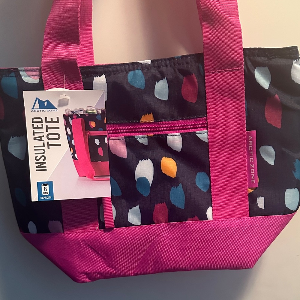 Pink and Multicolor Insulated Tote